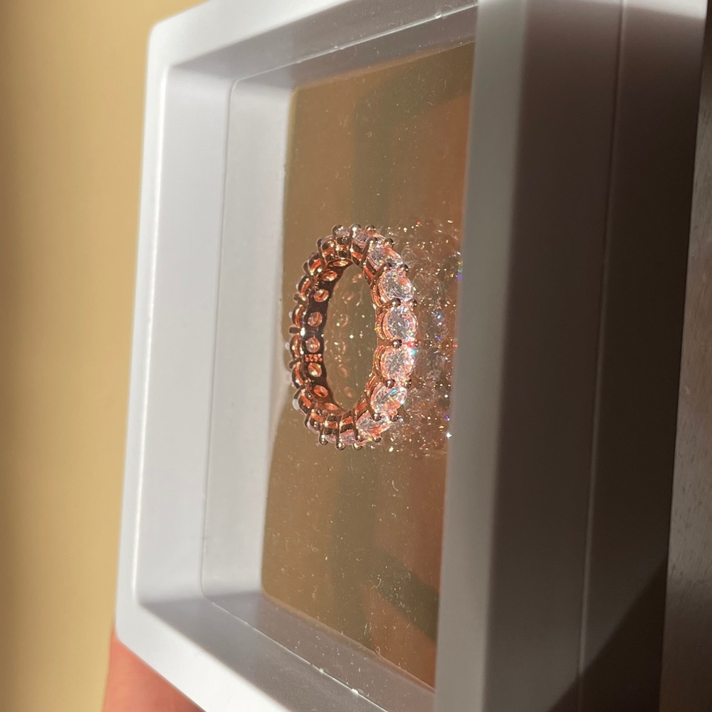 Waterproof & Tarnish Proof Rose Gold Diamond Ring - Picture 3 of 10